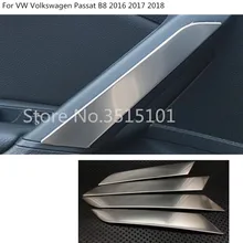 Tampa do carro moldura do painel de guarnição da porta interior lidar com apoio de braço de aço Inoxidável corrimão B8 4 pcs Para Volkswagen VW Passat 2016 2017 2018