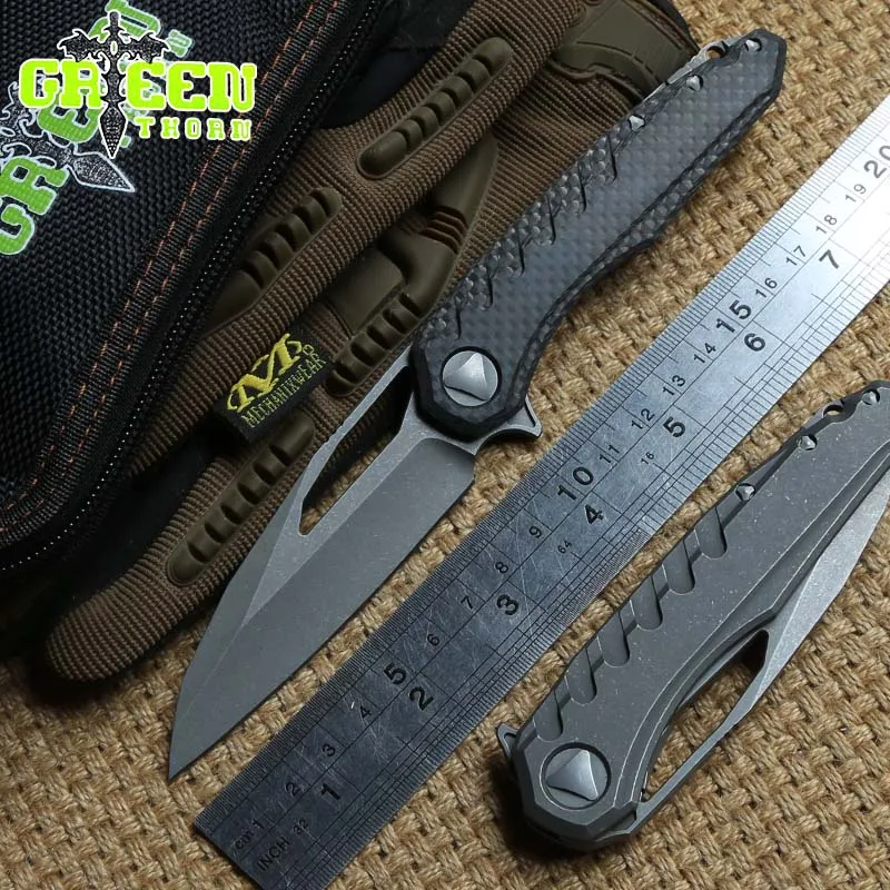 Pаспродажа Зеленый шип sigil MK6 Флиппер складной нож M390 лезвие Titanium ручка Отдых Охота Открытый выживания карман Ножи для шашлыков EDC инструменты