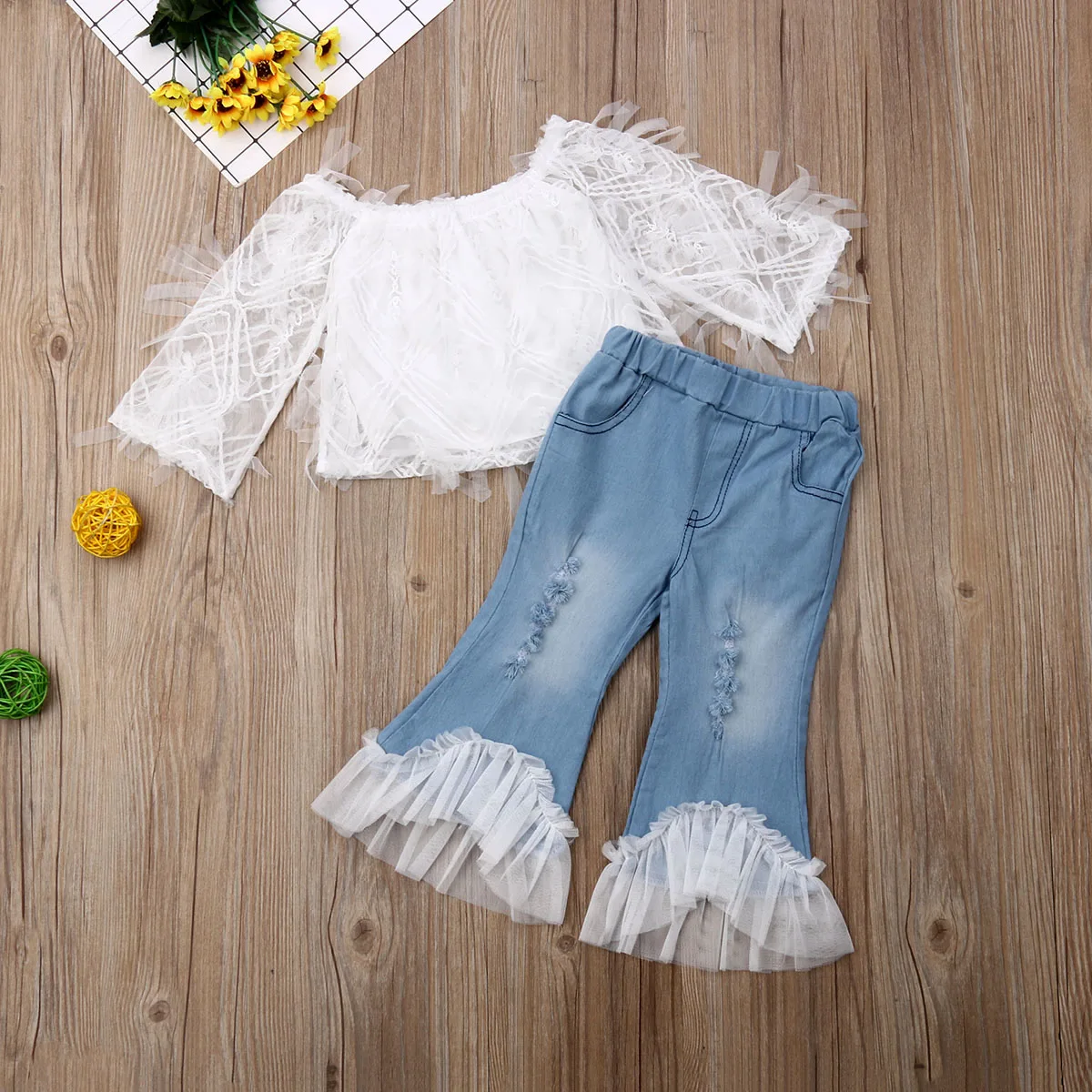 

Toddler Kid Baby Girl Clothes Summer Outfits Tops + Flare Pants 2pcs Set