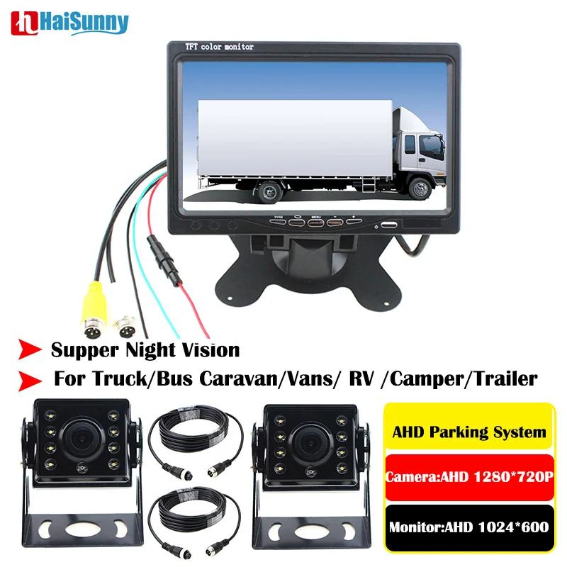 

Parking Assistance 7inch IPS Monitor with LED Rear View Reversing Camera AHD 1280 x 720P For Bus Box Truck Semi-Trailer Box RV