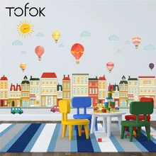 Tofok мультфильм воздушный шар строительные наклейки детская комната украшения стены наклейки 50*70 см украшение дома поставщик