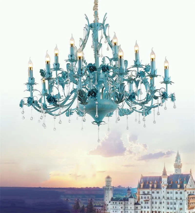 Luxury crystal blue pendant light (7)