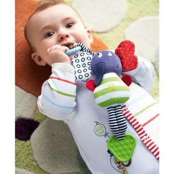 Baby Rattles Wholesale Infant Kids Music Elephant Hanging Hand Bed Stroller Soft Dolls Educational Toys Teether Rattles