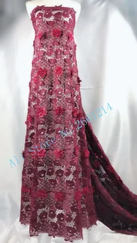 

High class African guipure lace fabric for sewing.Best selling african cord lace fabric with 3d flower beads for wedding
