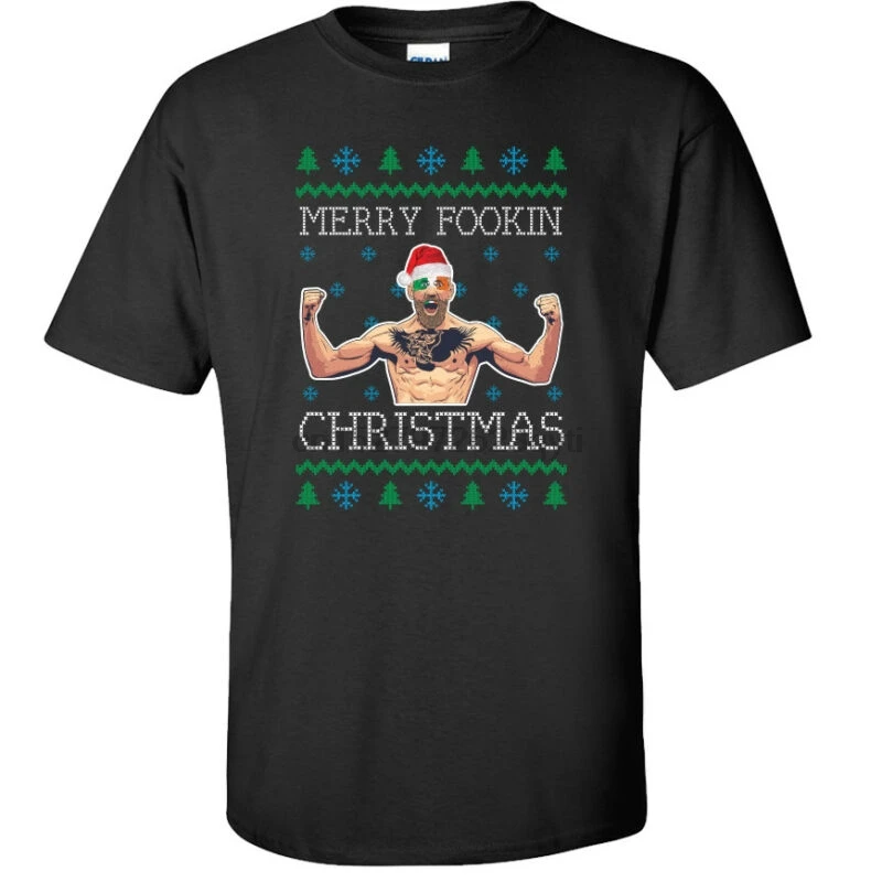 Конор Макгрегор-Merry Fookin Рождество-Ufc-Футболка-взрослые и дети размеры-черный