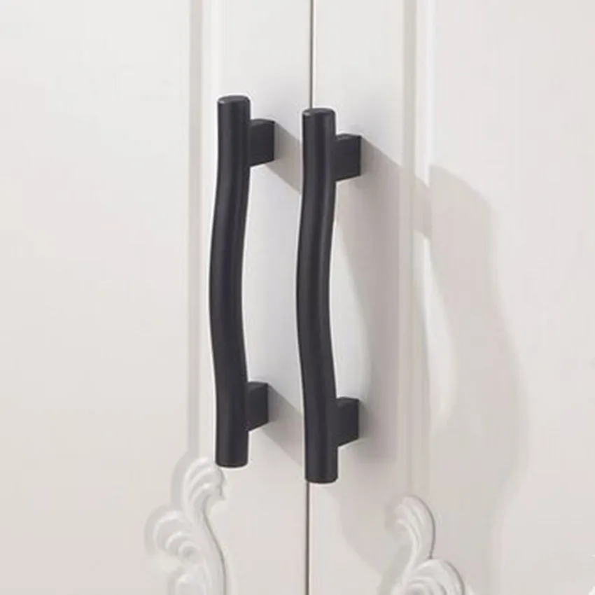 160mm moderrn simple black furniture handles black kitchen cabinet