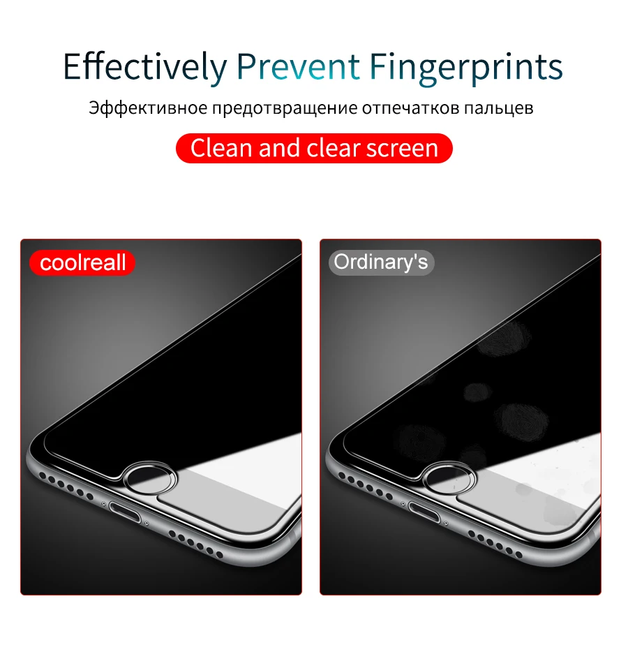 Coolreall 2 шт 2.5D Закаленное стекло пленка для iPhone 6 6s 7 8 Plus X ультратонкий 0,25 мм Закаленное стекло Защитная пленка для экрана