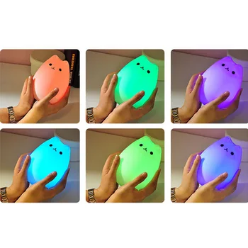 

Colorful Cat Silicone LED Night Light Rechargeable Touch Sensor Light Children Cute Night Lamp Bedroom Light for Children Gift