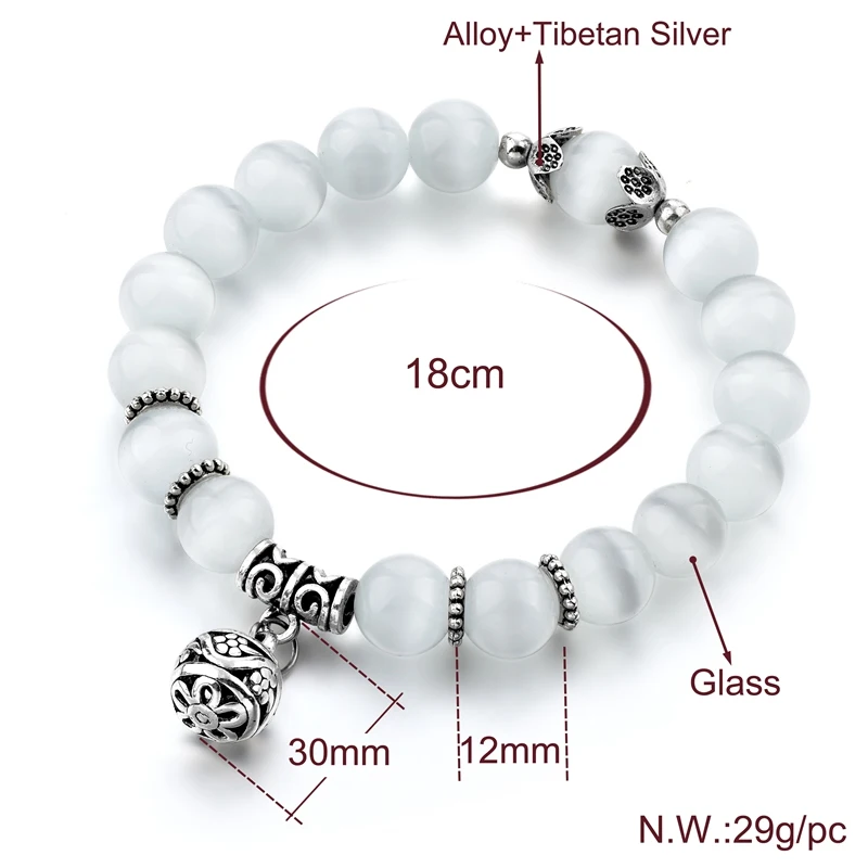 Fanqieliu природный камень опал бусины из бисера браслеты со стразами Модные женские браслеты винтажные серебряные браслеты для женщин FQL923