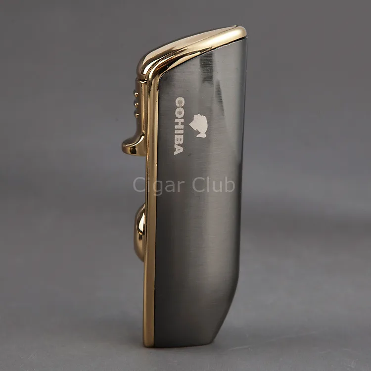 COHIBA Mini Gadgets Pocket Size Dark Grey Metal Snake Mouth Shape Windproof Torch Jet Flame Cigarette Cigar Lighter W/ Punch |