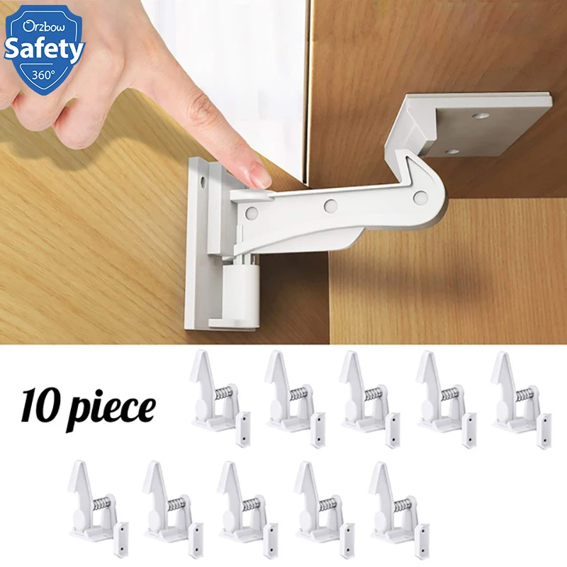 

Muiltifunction Children Protection Lock Cabinet Door Security Lock For Toddler Drawer Blocker Invisible Closet Locker 10Pcs
