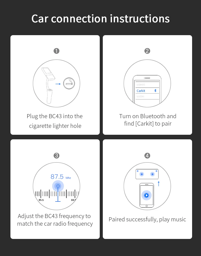 ANLUD Bluetooth Car Kit Color LCD FM Transmitter Handsfree MP3 Lossless Music Player QC 3.0 AUX Modulator Car Accessories (23)
