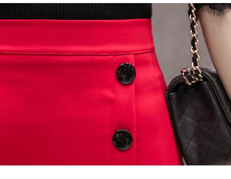 Плюс Размеры 2019 модные женские туфли работы юбка миди OL Сексуальная открытым разрез кнопки тонкий элегантная юбка карандаш офисные