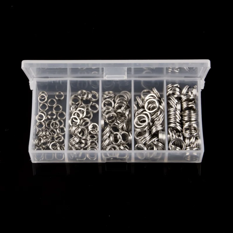 

200 Pcs/Set Stainless Steel Split Ring With Box Heavy Duty Fishing Double Ring Connector Fishing Accessories New