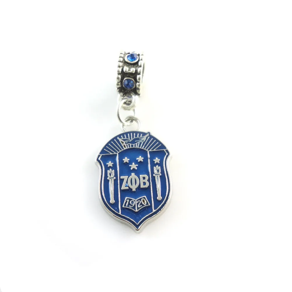 

Zeta Phi Beta Shield Charm With crystal ring 10pcs 1 lot