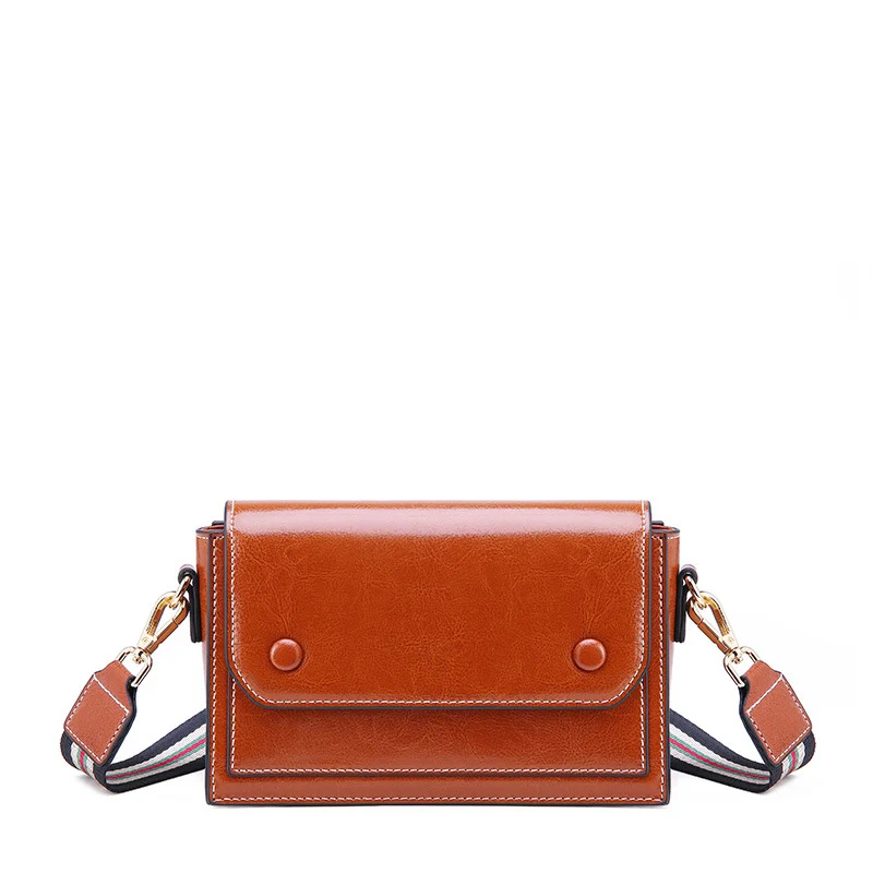 Brown PONGWEE Leather Handbags Summer New Fashion Tide Net Red Bean Broadband Single Shoulder Mini Messenger Bag Small Square Bag - Цвет: Brown