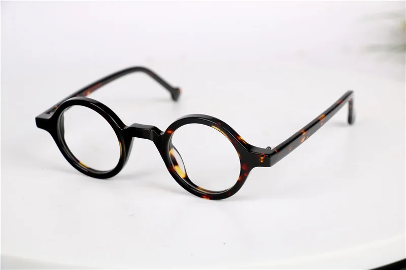 Small Vintage Round 37mm Hand Made Glasses Full Rim Eyeglass Frames Men Women Myopia Rx able