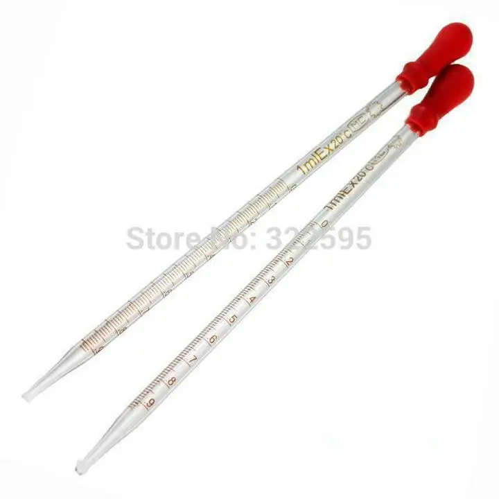 

10pcs/lot Glass pipette graduated transfer pipette with red/blue rubber sotpper 0.1-15ml