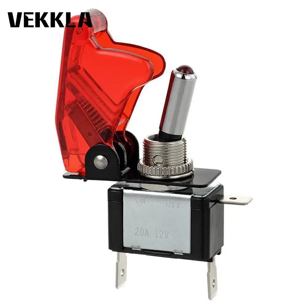 

5PCS/Set Red Cover LED Push Button Rocker Toggle Switch 50000 Cycles 12V 20A Car Truck Boat For Professional Racing Car
