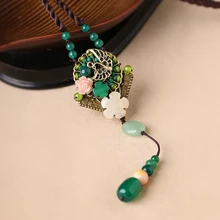 Long sweater chain jewelry jade pendant retro art necklace summer accessories Yu yi xaun ornaments