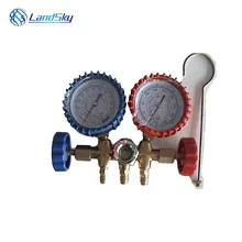 Refrigeration detection table dual valve refrigerant Refrigerating Table copper Manifold Gauge Set A/C Air Conditioning 1/4SAE 1 sets r 134a a c manifold gauge air conditioning a c diagnostic tool with colored hose refrigeration kit car diagnostic tool