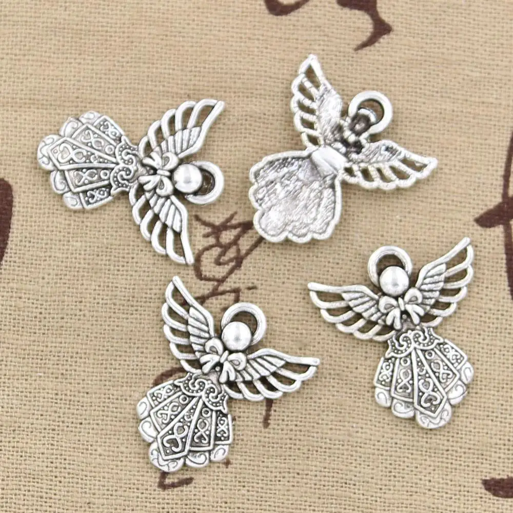 PHAETON 50PCS Portachiavi con ciondolo angelo custode tono argento