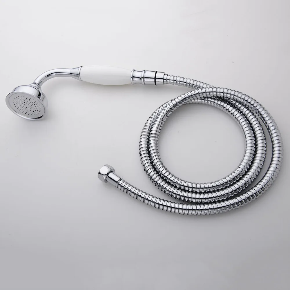 

Single Chrome Telephone Style Rainfall Shower Head & 1.5m Hose Set 03-197