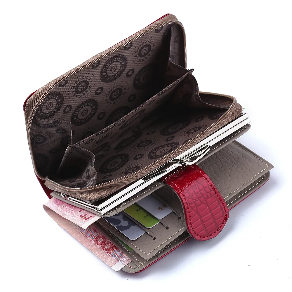 Женская сумка, кожаный кошелек, сумочка на молнии, на застежке, с отделением для карт, женская сумка под змеиную кожу, высокое качество, модный кошелек# G2 - Цвет: Purple