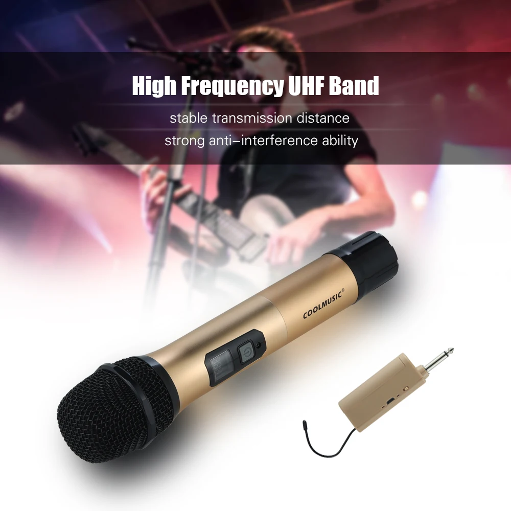 COOLMUSIC 10 каналов UHF микрофоны ручной с мини-приемником беспроводной микрофон системы для потокового Музыкальные инструменты