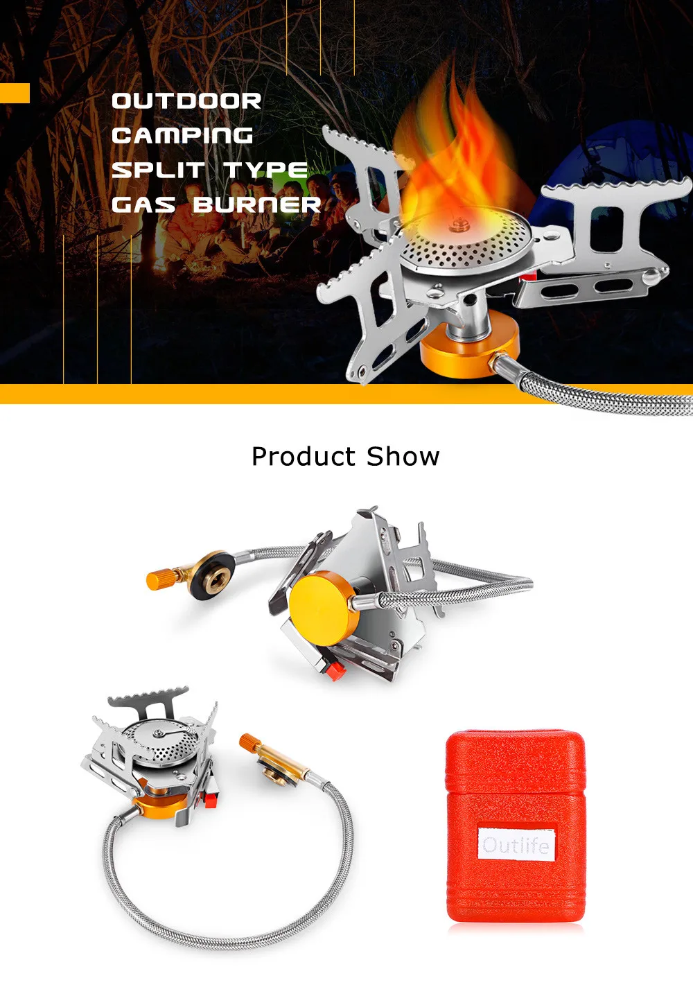 Outlife Portable Gas Burner Split Type Stove Head