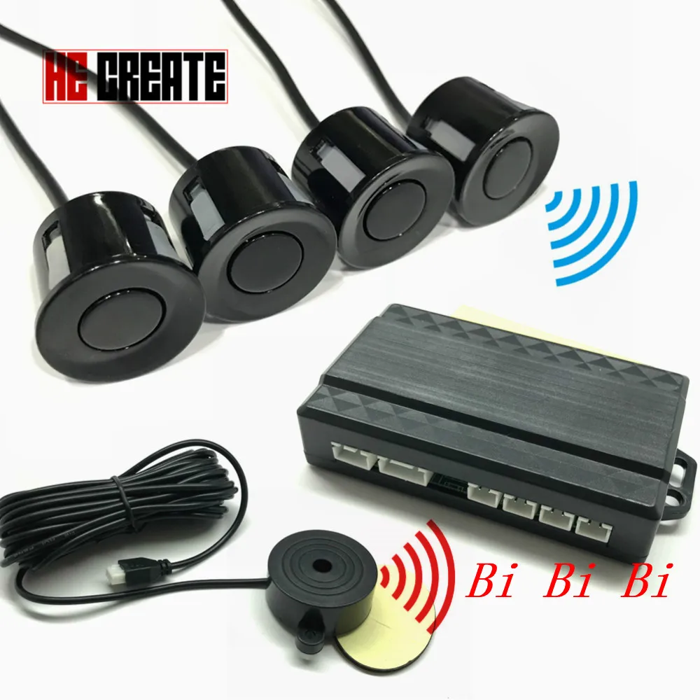 

HE CREATE 4 Sensors Buzzer 22mm Car Parking Sensor Auto Parktronic For Car Reverse Backup Radar Sound Indicator Probe System Kit