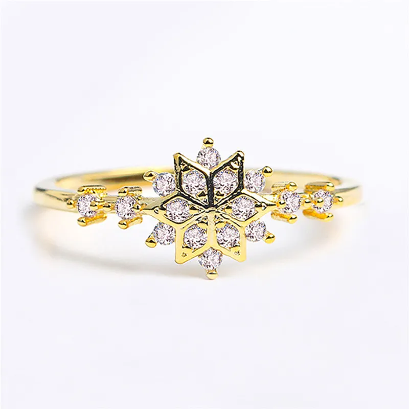 GS Size 6 To 10 Top Stainless Steel Rings For Women Chic Cute Snowflake Girl Ring Delicate Engagement Wedding Flower Jewelry R5