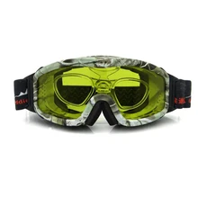 Night Vision Ski Goggles, Cloudy Day Snowboard Sunglasses, Yellow or Plano Lens Hunting Goggles, Anti-fog with RX Insert & Bag