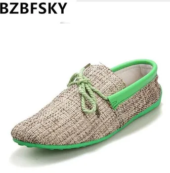 

Dropshipping Men Shoes Summer Breathable Fashion Weaving Casual Shoes Soft Lace-up Comfort Men's Loafers Driving Mocassins