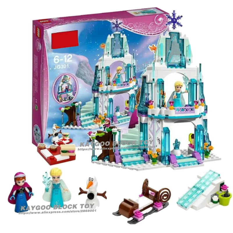 

316pcs Color box Dream Princess Elsa Ice Castle Princess Anna Set Model Building Blocks Gifts Toys Compatible Friends