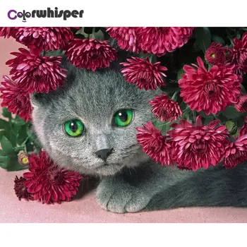 

Diamond Painting Full Square/Round Daimond Painting"Cat Animal Flowers"Mosaic Rhinestone Embroidery Painting Bedroom Decor 032DP