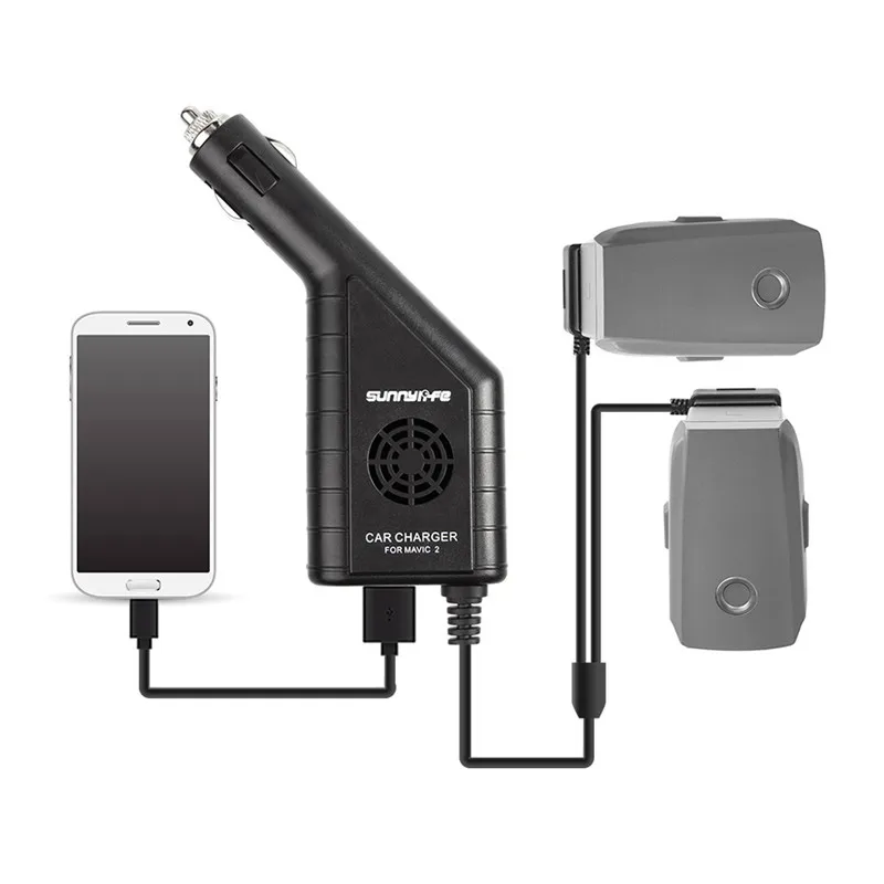 

3-IN-1 Dual Battery Charger with USB Car Charger Hub for DJI MAVIC 2 PRO & ZOOM Drone Remote Controller Charger
