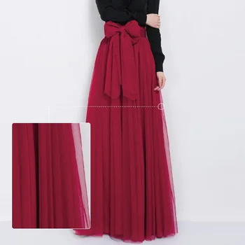 

Women Long Skirt Fashion Mesh High Waist Maxi Bubble Skirt Solid Color Ladies Princess Party Ball Gown Skirts