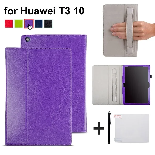 Для huawei MediaPad T3 10 AGS-W09 AGS-L09 из искусственной кожи чехол для 9,6 ''планшет стенд чехол с держателем руки+ подарок