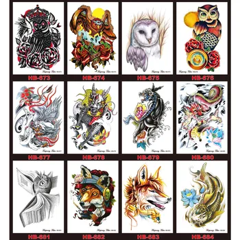 

12pcs Temporary Tattoo Sticker Waterproof Body Art Flash Tatouage Transfer Fake Henna Maquiagem Makeup Removable Animal Deaign