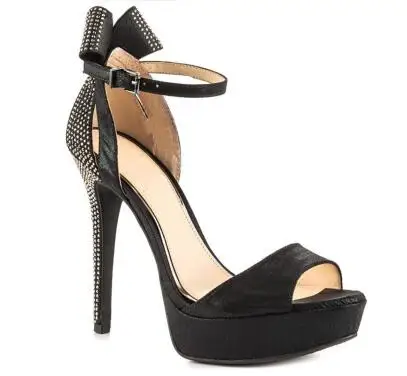 

Super high heel platform open toe sandals for women Black/pink butterfly-knot decorated high heel sandal for ladies Dress shoes