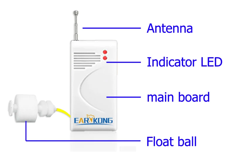 433 МГц беспроводной датчик уровня воды, Для PSTN GSM сигнализация для GSM домашняя охранная сигнализация