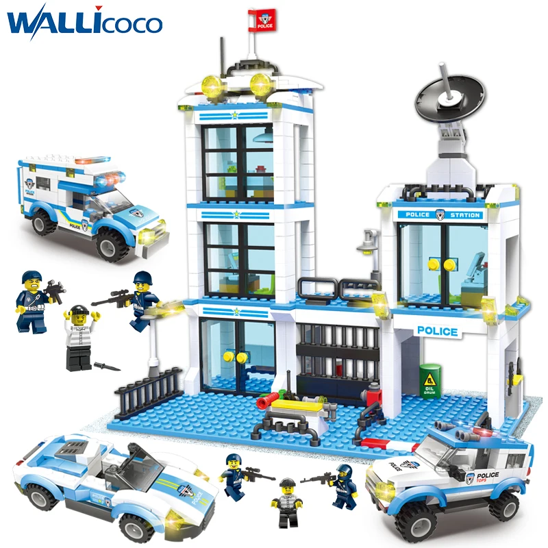 

818PCS City Series Police Department Building Blocks Compatible with Legoingty Assembled Blocks Brick DIY Toys For Children Gift