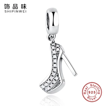 

EVOJEW 100% 925 Sterling Silver High heels Pendant Bead Charm Fit Original Pandora Bracelet DIY Jewelry Mother's Day Gift