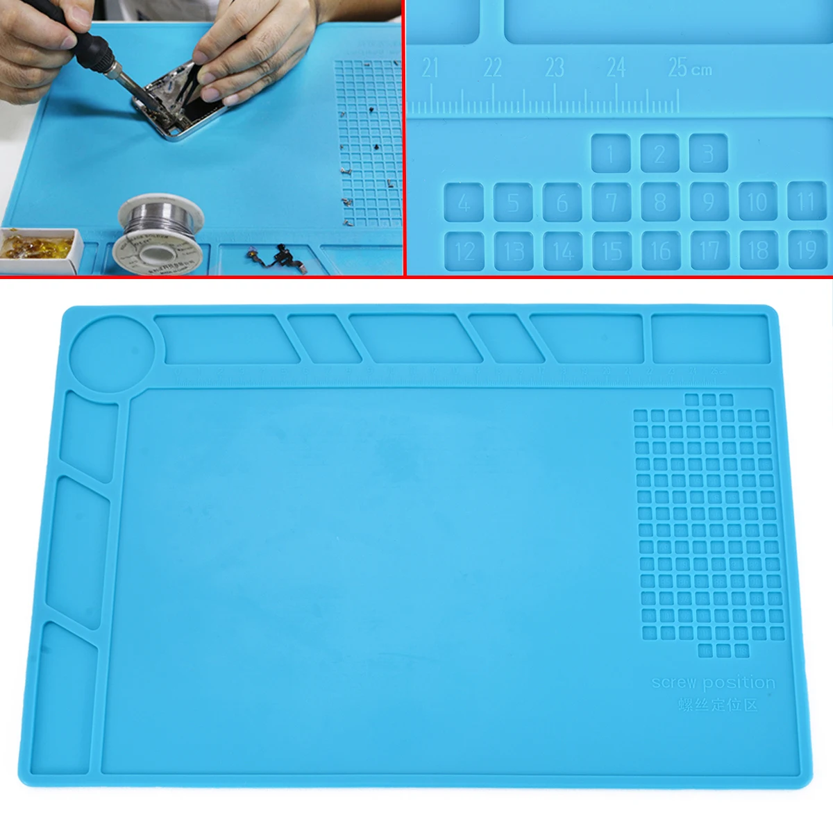 1pc Soldering Station Insulation Pad Multifunctional Heat Resistant Silicone Mat For Mobile Phone Tablet Repair Tool