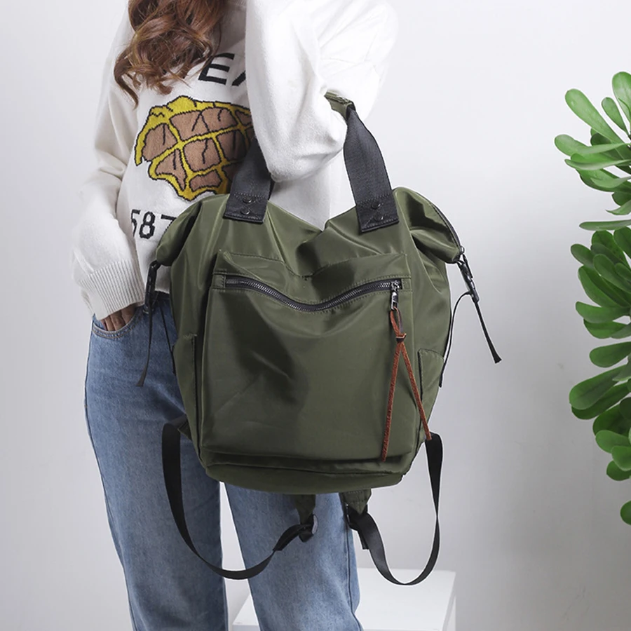 Модный нейлоновый водонепроницаемый рюкзак для женщин, Большой Вместительный Школьный рюкзак, повседневный Одноцветный рюкзак для путешествий и ноутбука, рюкзак для девочек-подростков