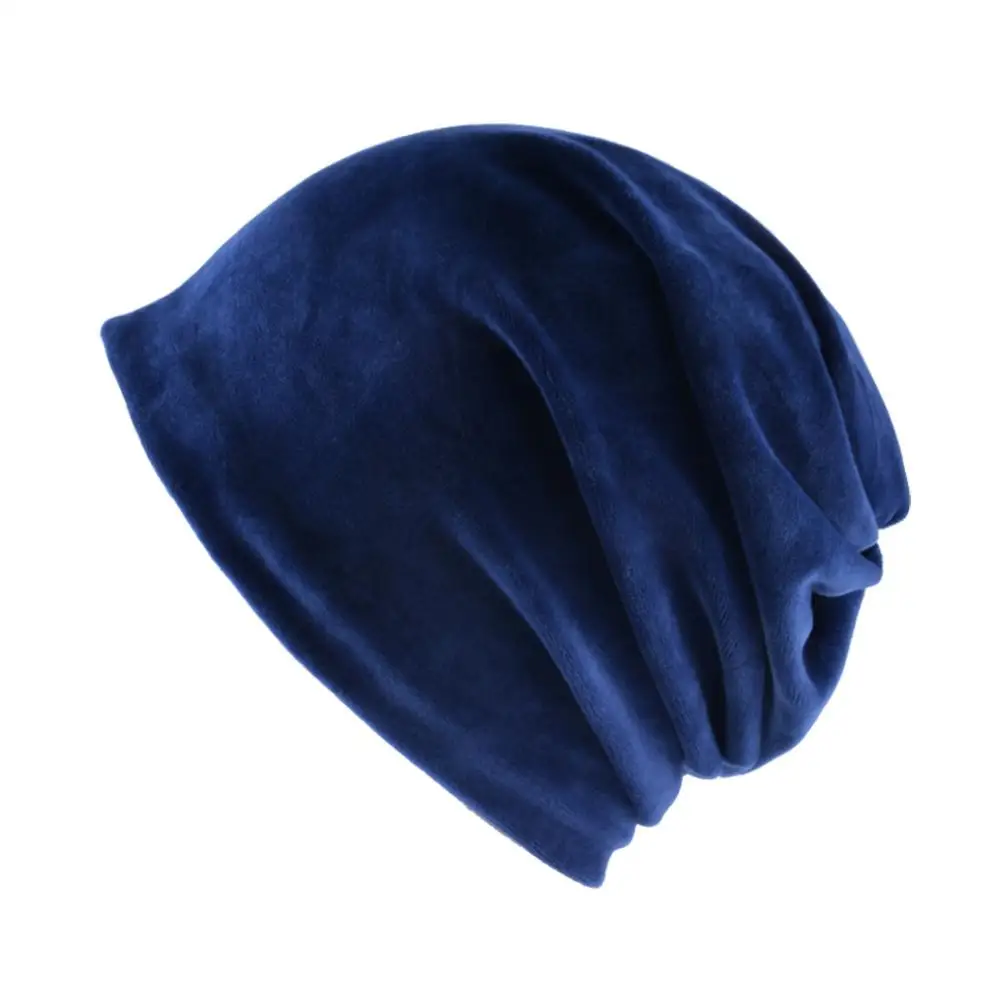 

Autumn Women's Scarf Hat Casual Velvet Slouchy Beanies for Ladies Winter Femme Solid Velour Skullies&Beanies