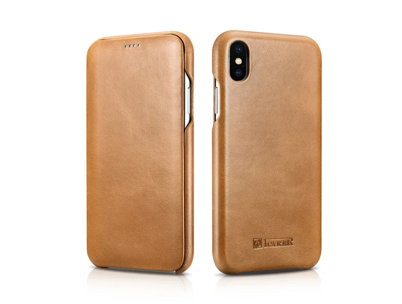 ICARER чехол из натуральной кожи для iPhone Xs XS Max, роскошный флип-чехол для iPhone Xs Max XR X XS, кожаный чехол для телефона s Coque - Цвет: Хаки