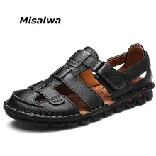 Misalwa/38-48; летние сандалии из натуральной кожи; дышащие мужские пляжные сандалии; Роскошная качественная удобная обувь с защитой от изгиба