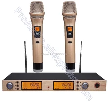 Распродажа! UHF 200 канальный цифровой 2 золотой цвет ручной беспроводной микрофон системы УВЧ высокая частота